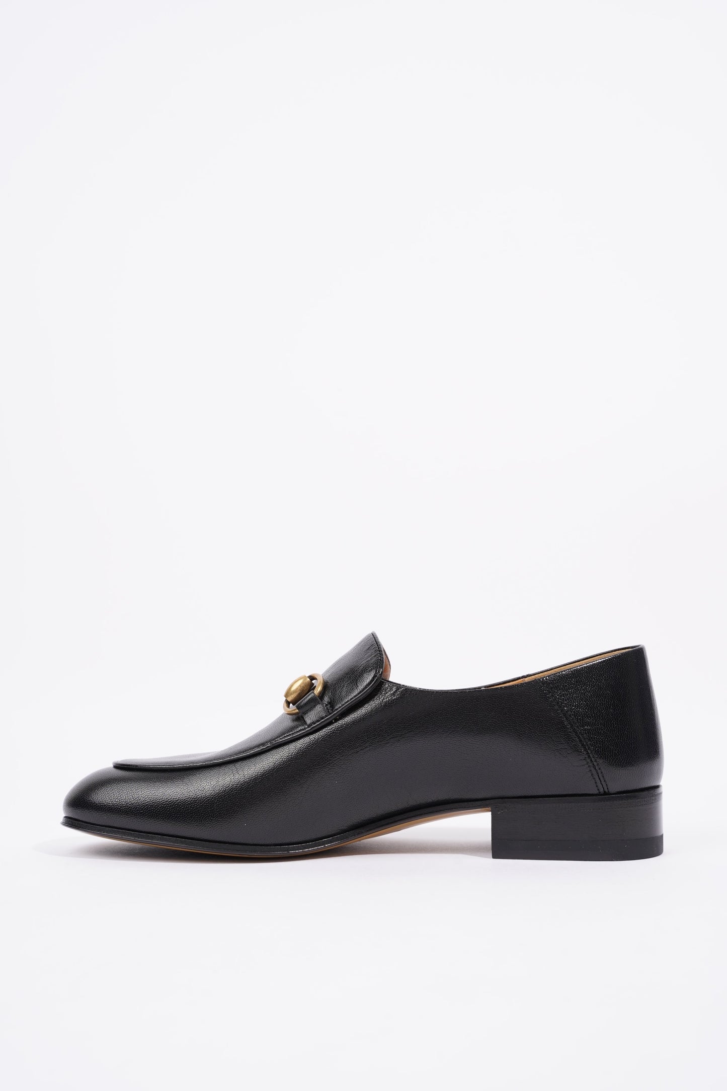 Gucci Womens Leather Horsebit Loafer Black / Gold EU 38 / UK 5