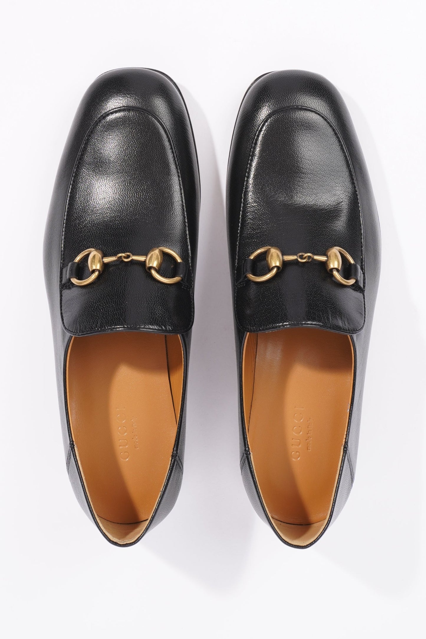 Gucci Womens Leather Horsebit Loafer Black / Gold EU 38 / UK 5