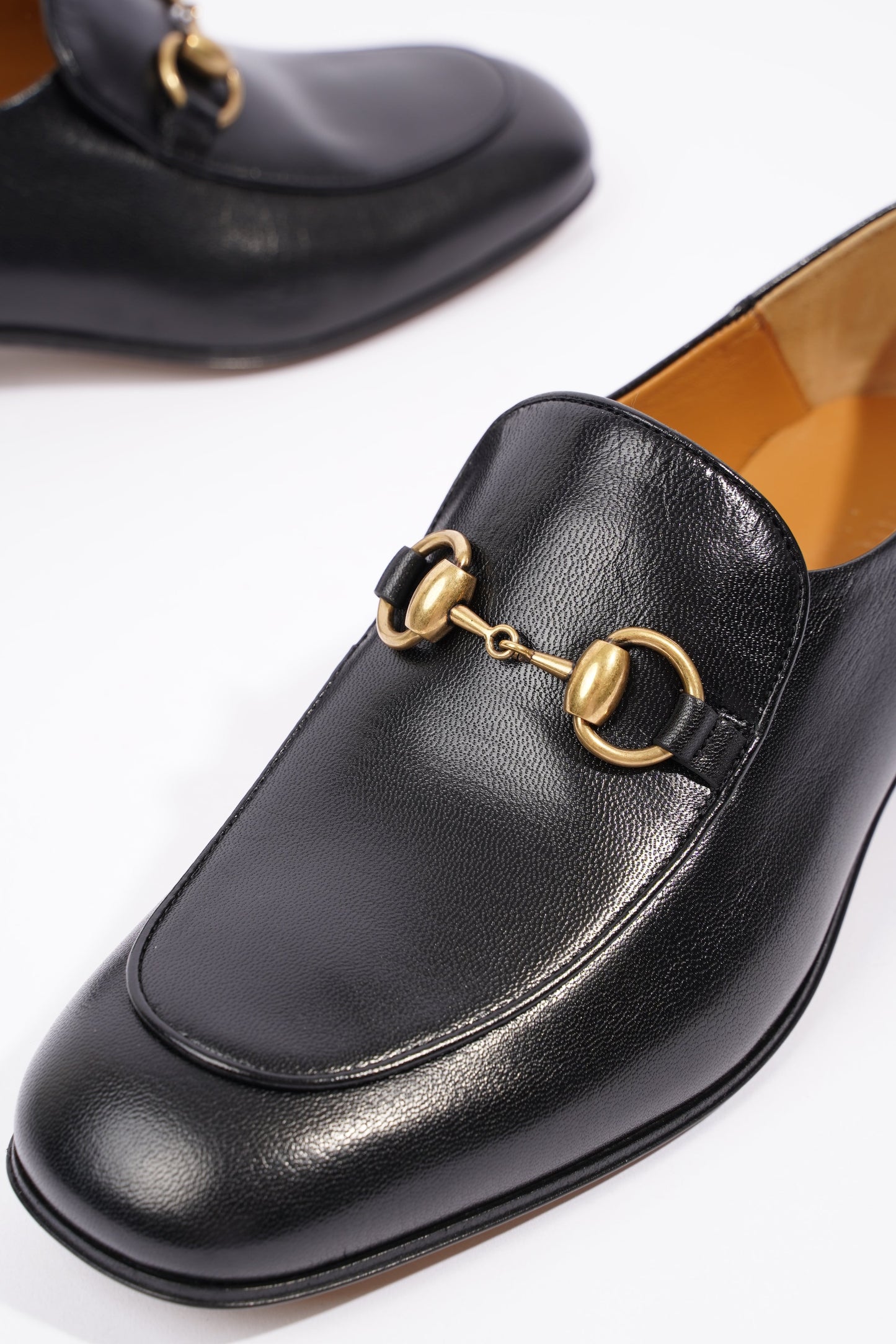 Gucci Womens Leather Horsebit Loafer Black / Gold EU 38 / UK 5