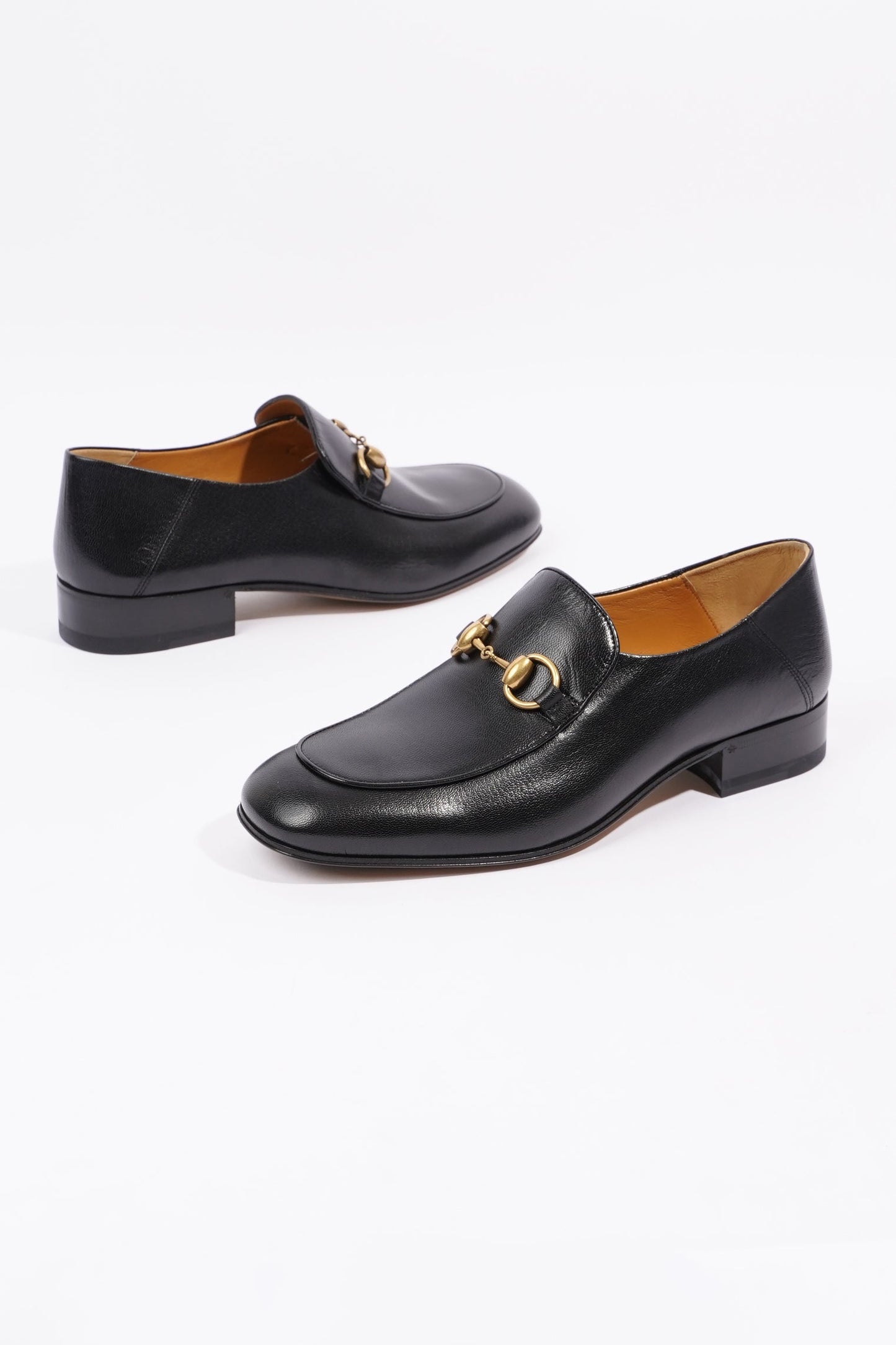 Gucci Womens Leather Horsebit Loafer Black / Gold EU 38 / UK 5