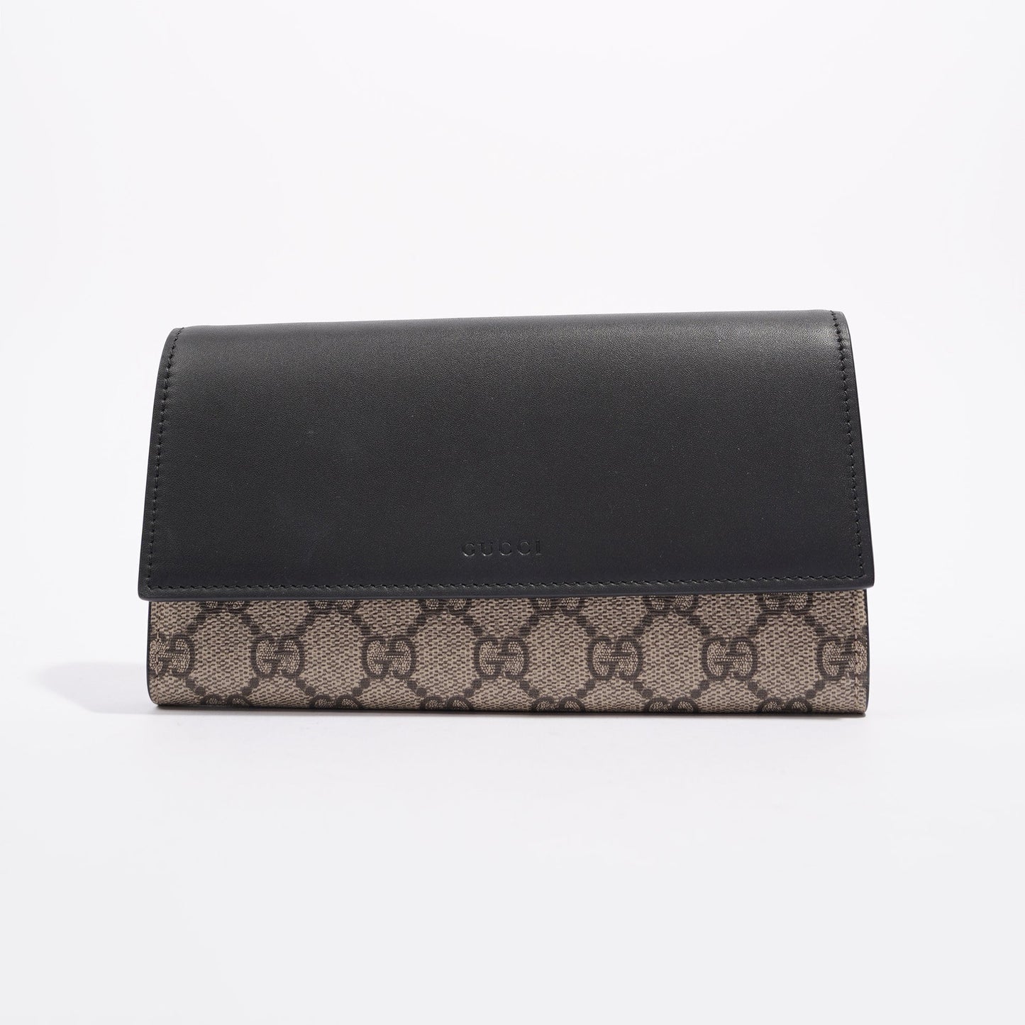 Gucci Womens Long Bi-Fold Wallet Supreme / Black