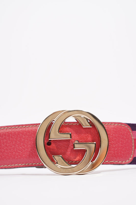 Gucci Womens Interlocking Belt Pink / Red / Purple 95cm - 38"