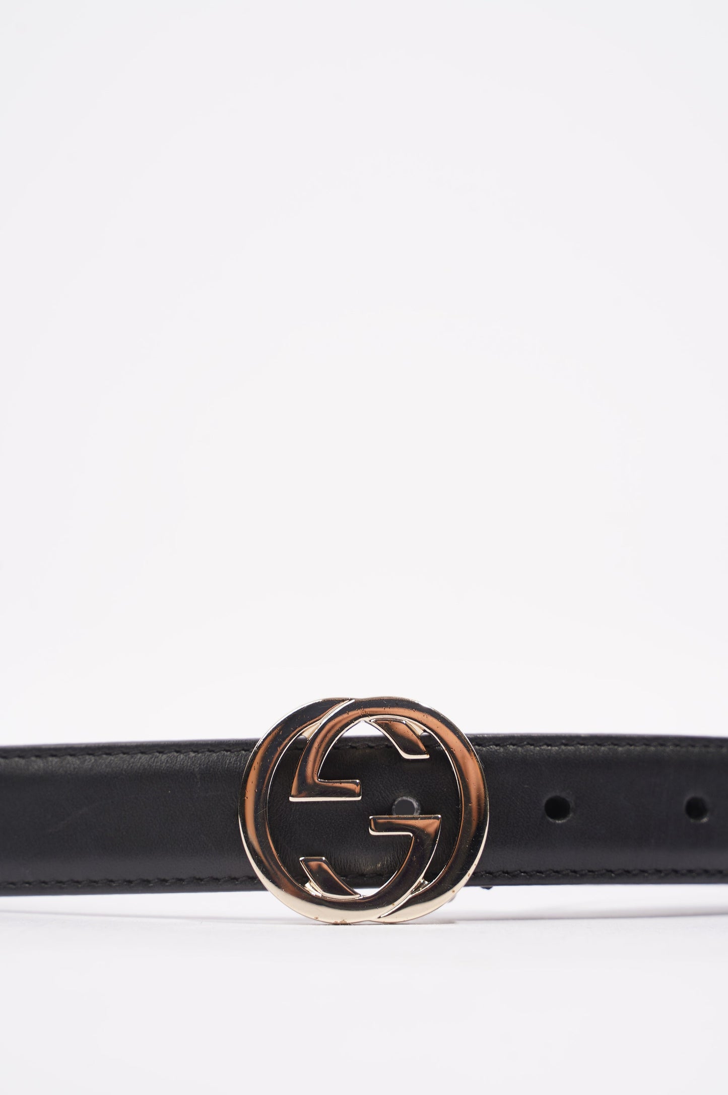 Gucci Womens Interlocking GG Belt Black Leather 75cm