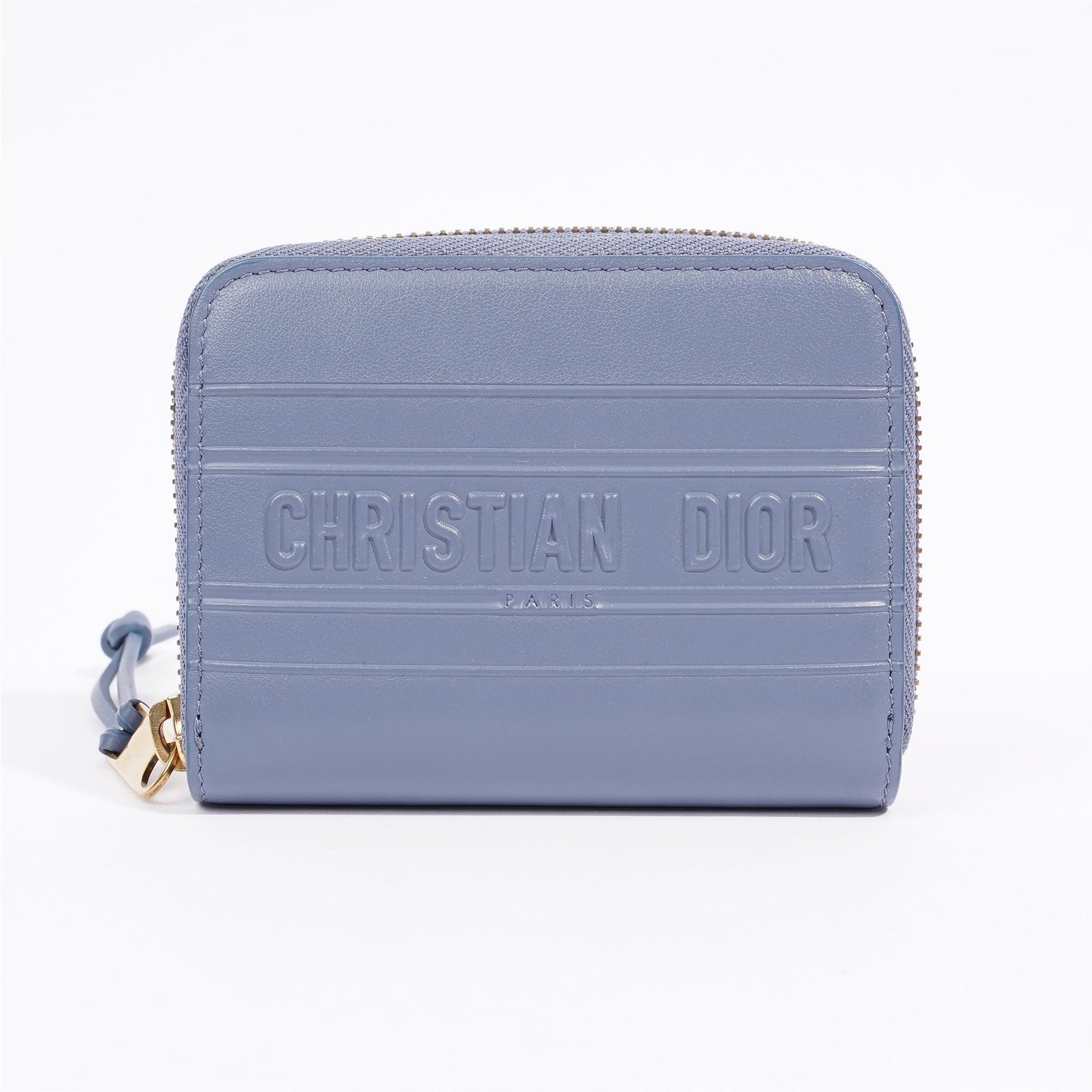 Christian Dior Zip Around Wallet Blue Leather Small