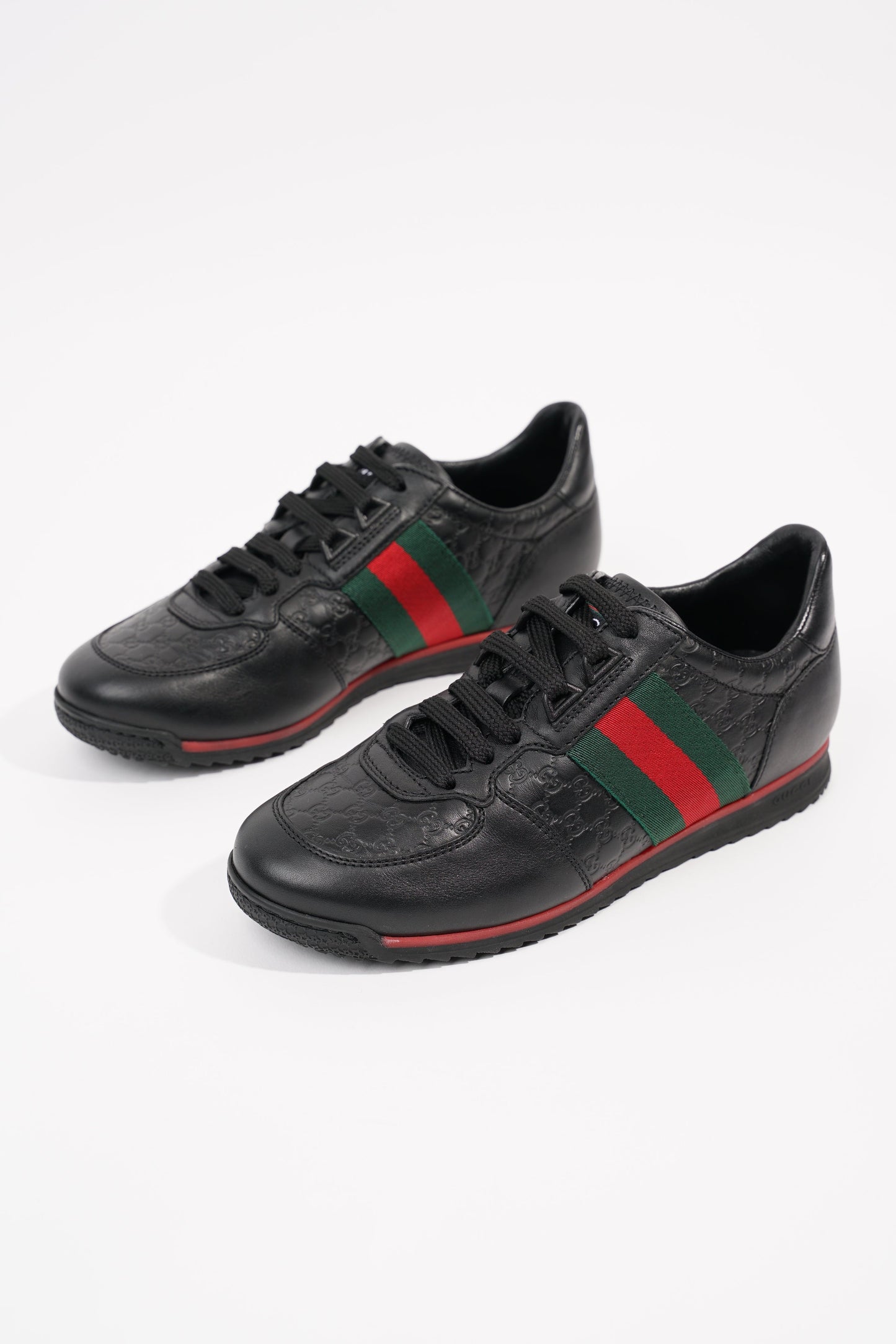 Gucci Womens Low Top Sneaker Black Guccissima EU 34.5 / UK 1.5