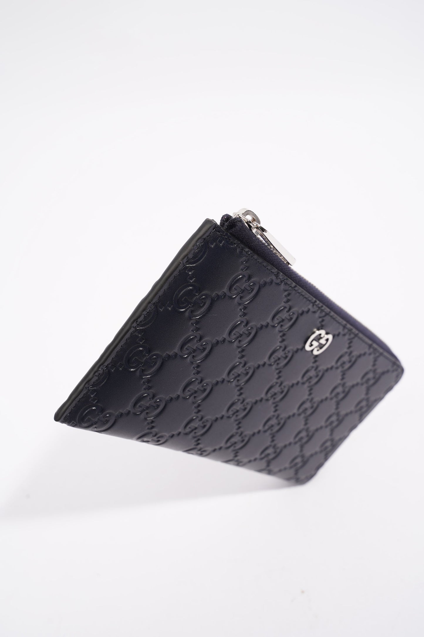 Gucci Womens Guccissima Bi-Fold Wallet Black Leather