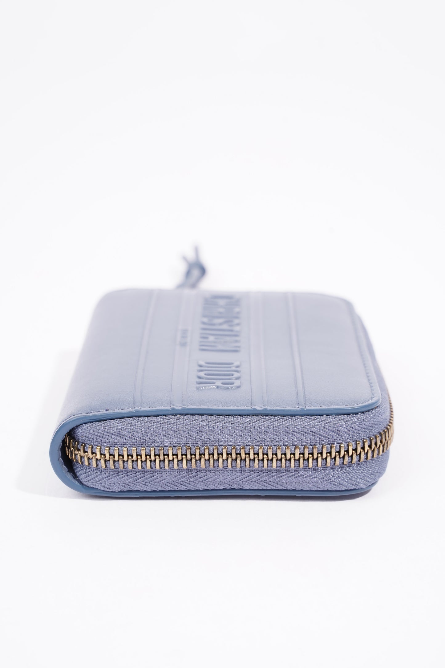 Christian Dior Zip Around Wallet Blue Leather Small