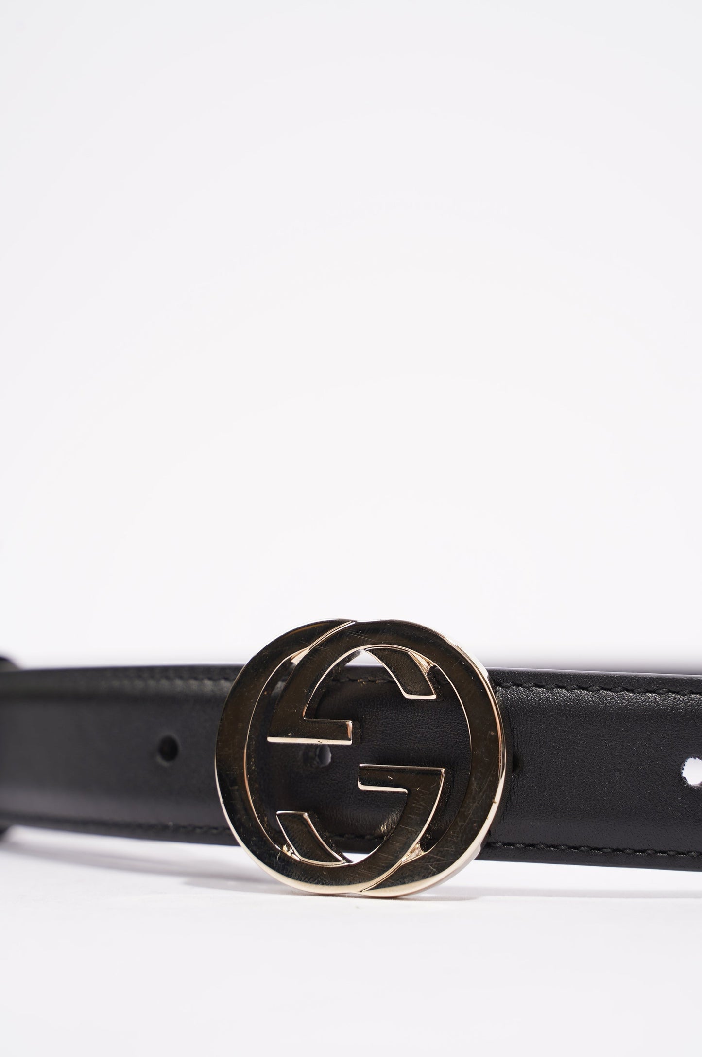 Gucci Womens Interlocking Belt Black / Silver 95cm - 38"