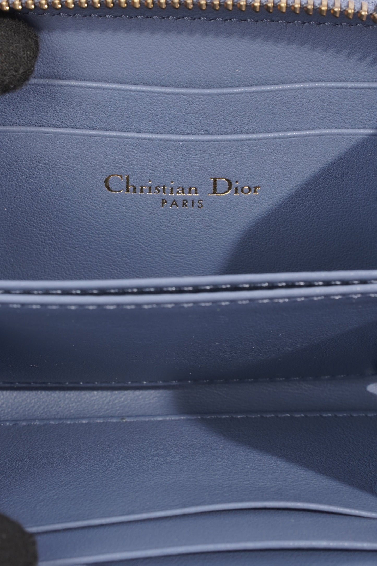 Christian Dior Zip Around Wallet Blue Leather Small