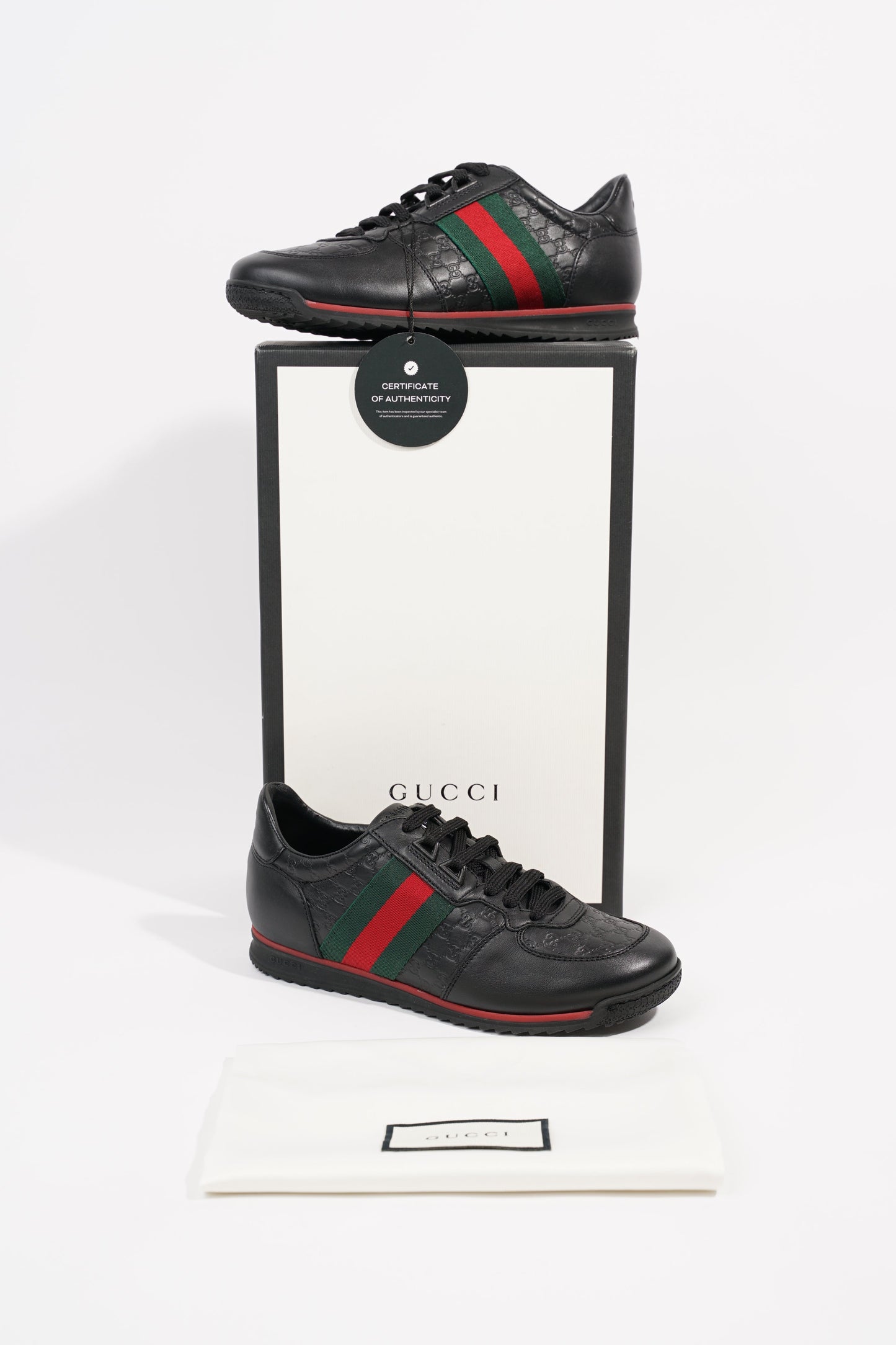 Gucci Womens Low Top Sneaker Black Guccissima EU 34.5 / UK 1.5