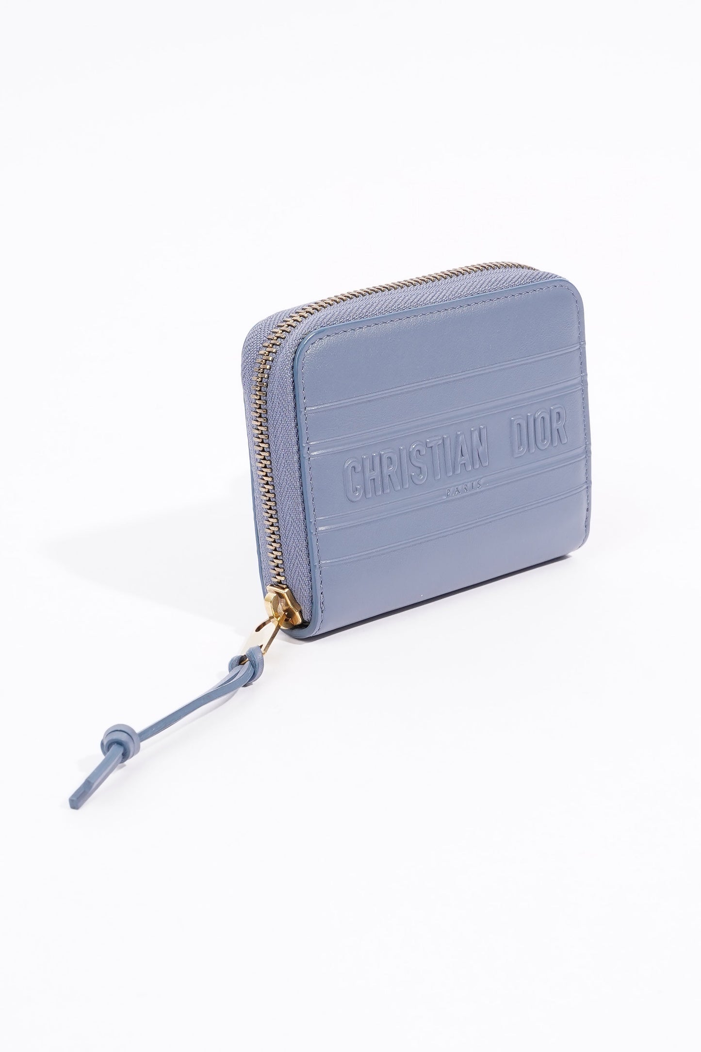 Christian Dior Zip Around Wallet Blue Leather Small