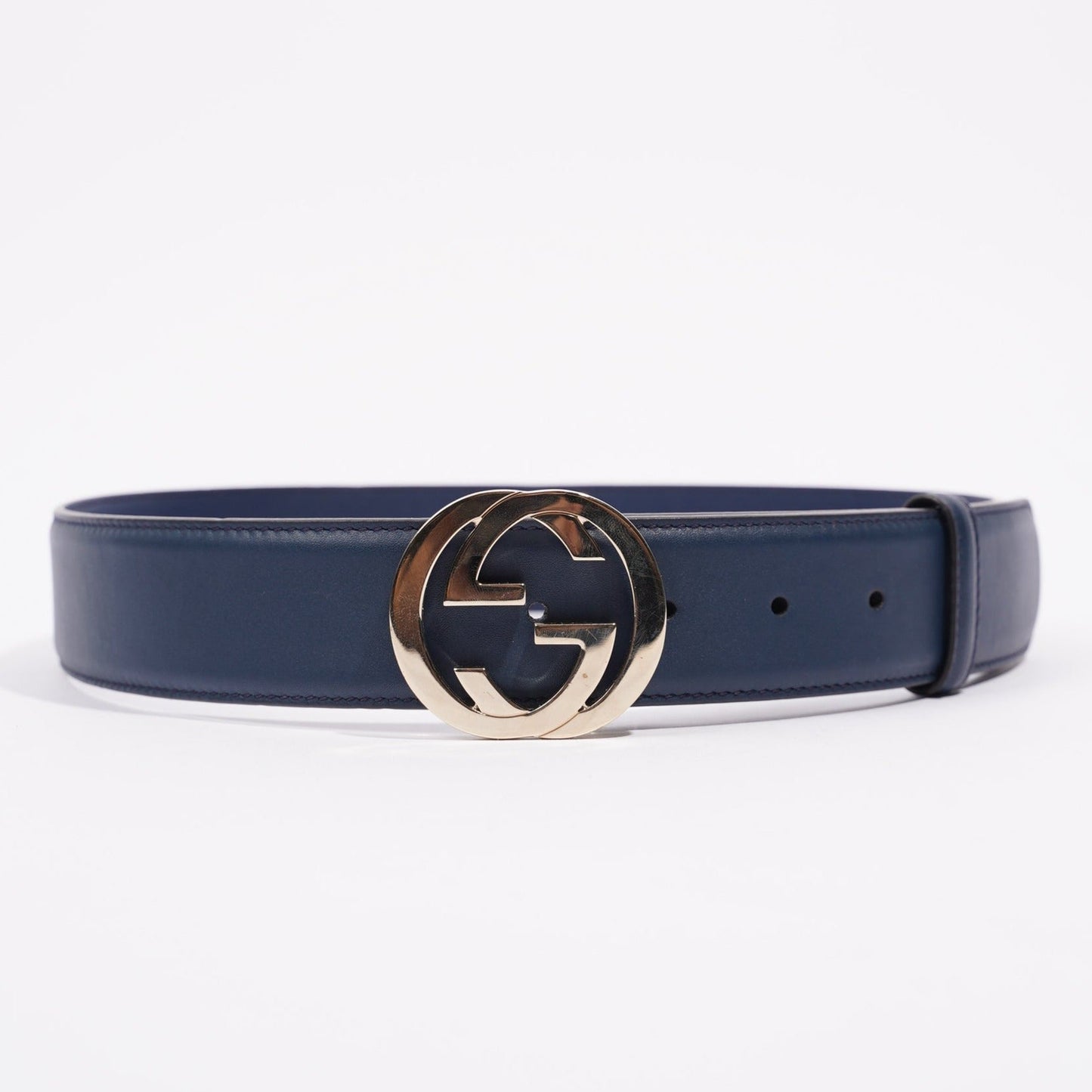 Gucci Womens Interlocking Belt Navy / Silver 75-30