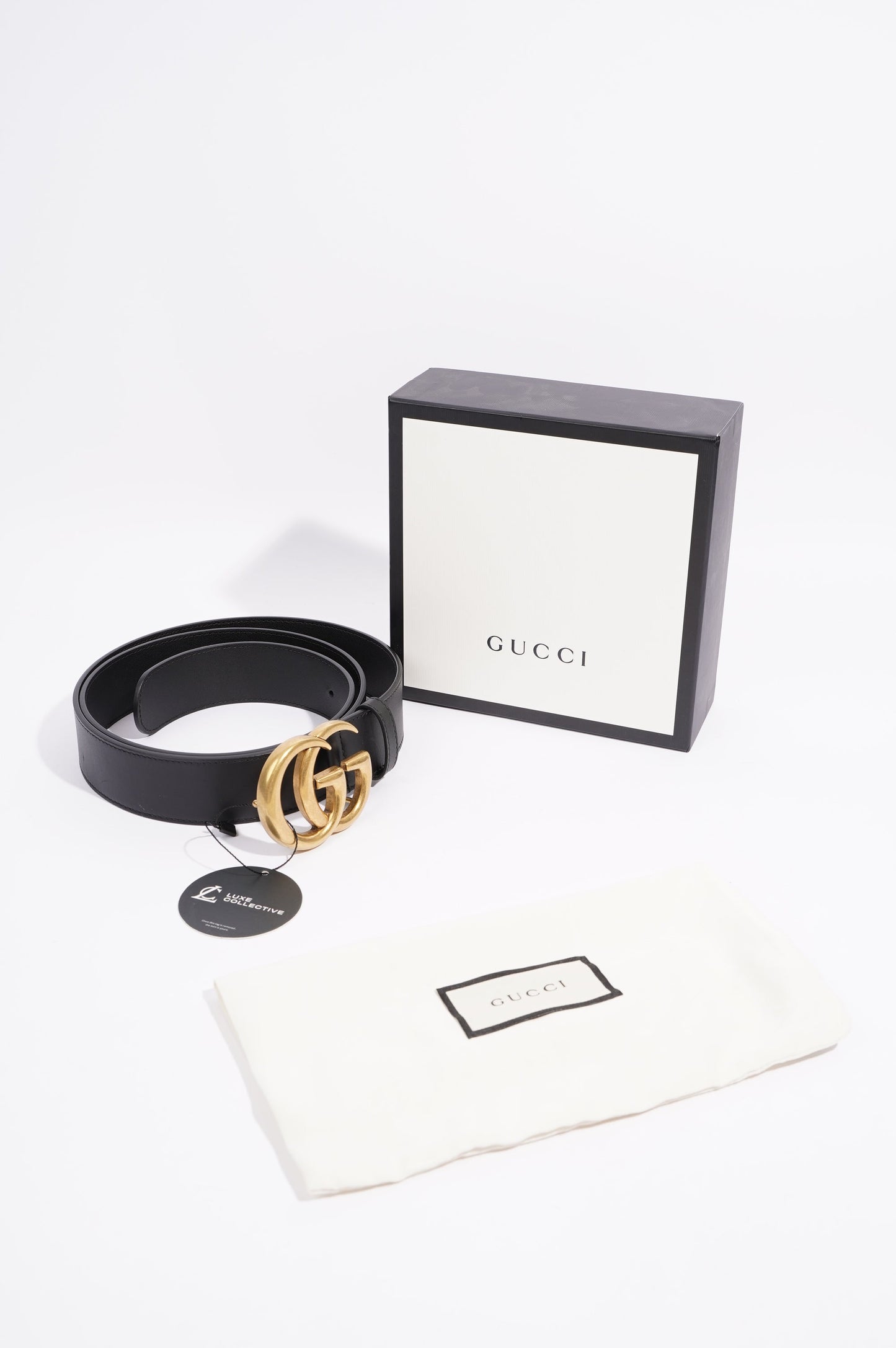 Gucci Womens Marmont Belt Black Leather 115cm - 46"