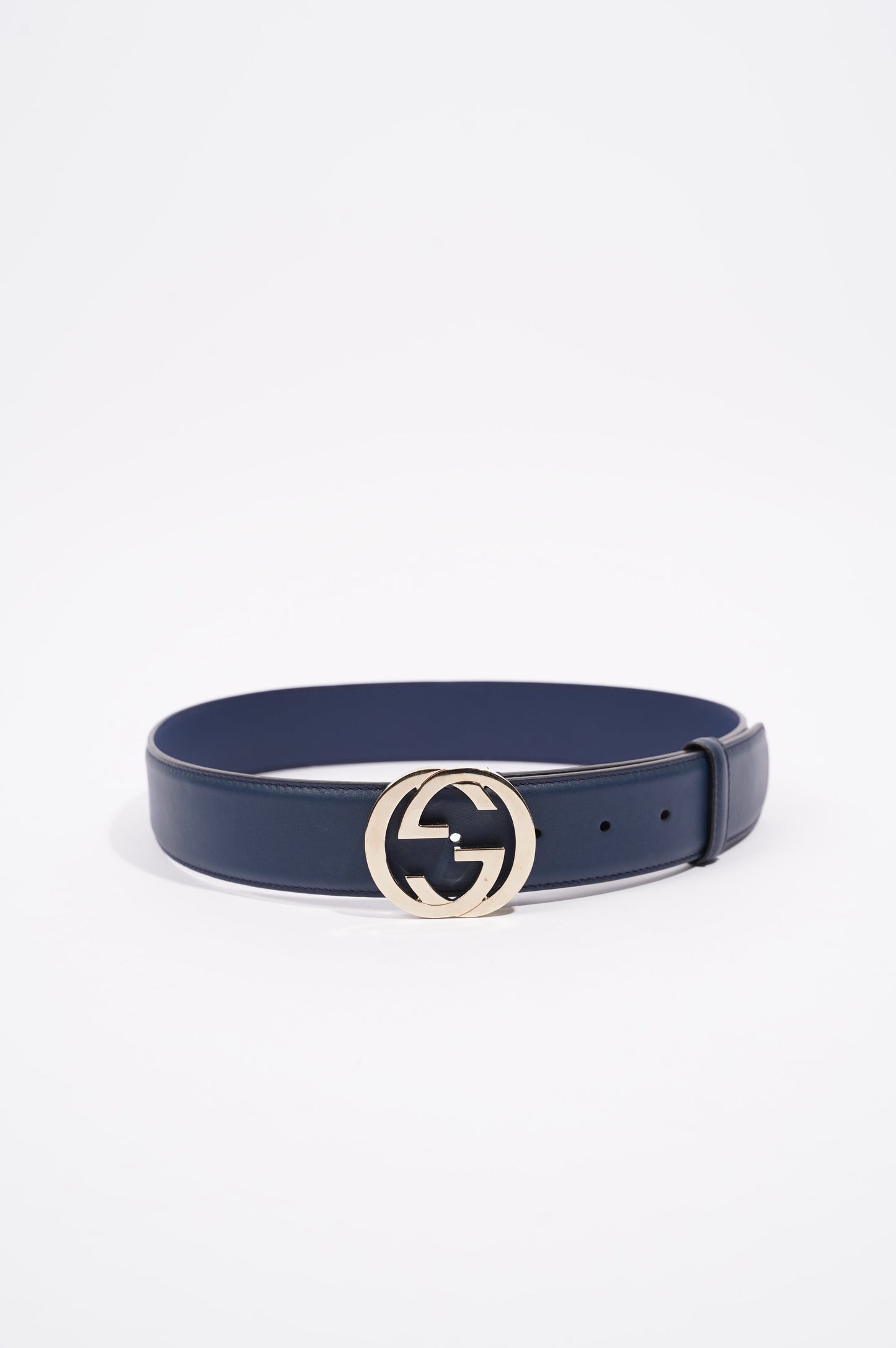 Gucci Womens Interlocking Belt Navy / Silver 75-30