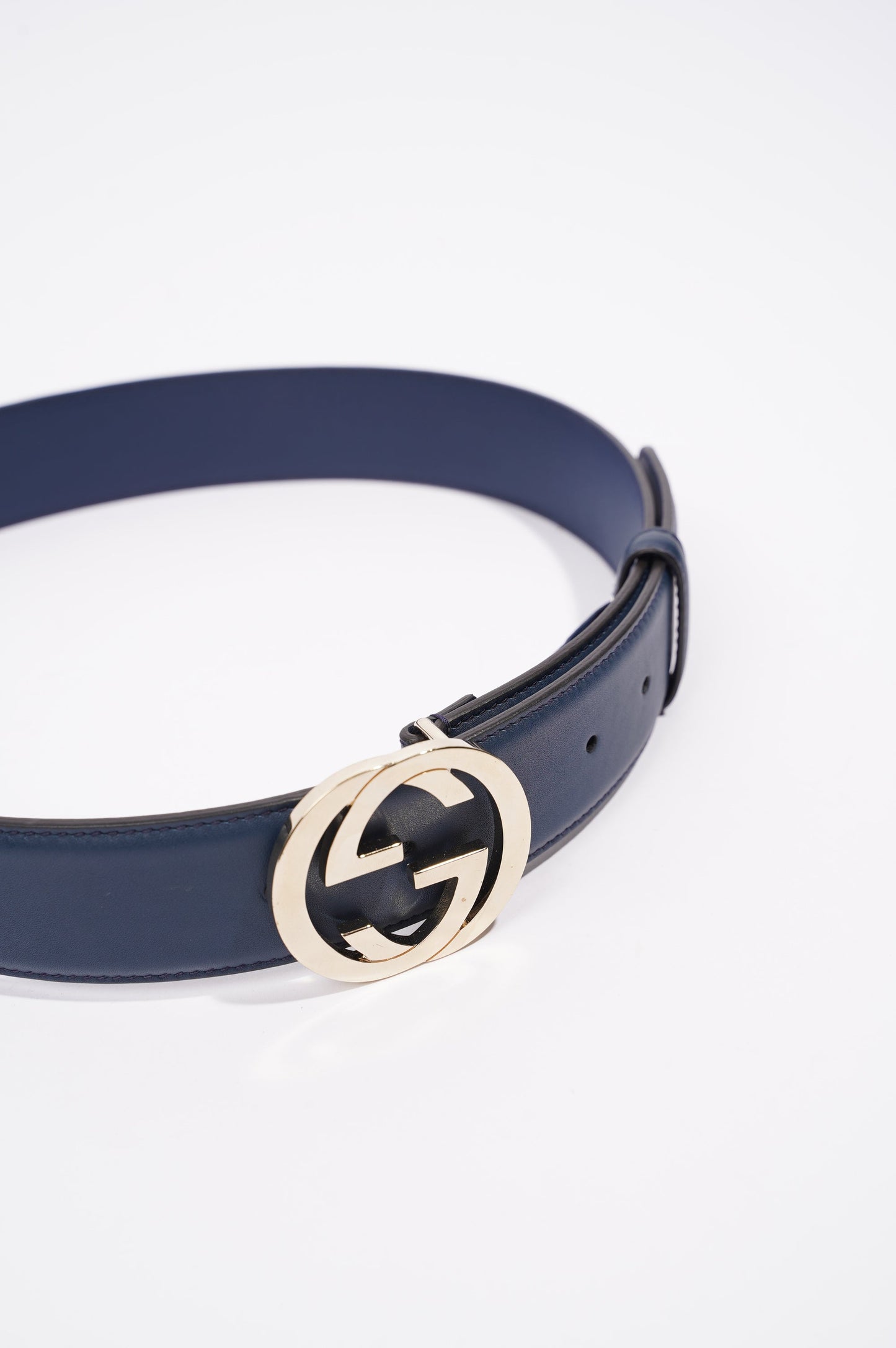 Gucci Womens Interlocking Belt Navy / Silver 75-30