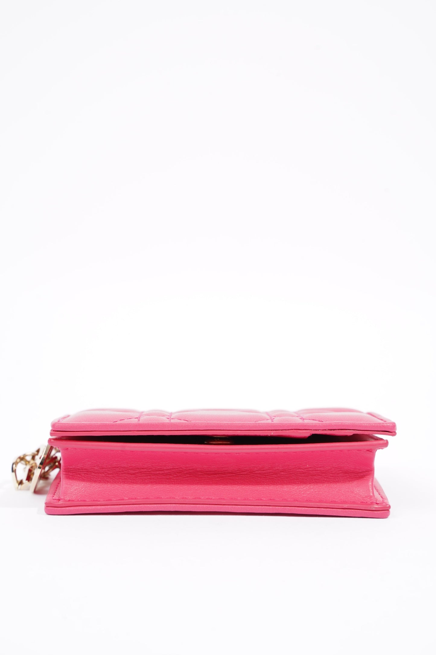 Christian Dior Womens Lady Dior Bi-Fold Wallet Pink Leather