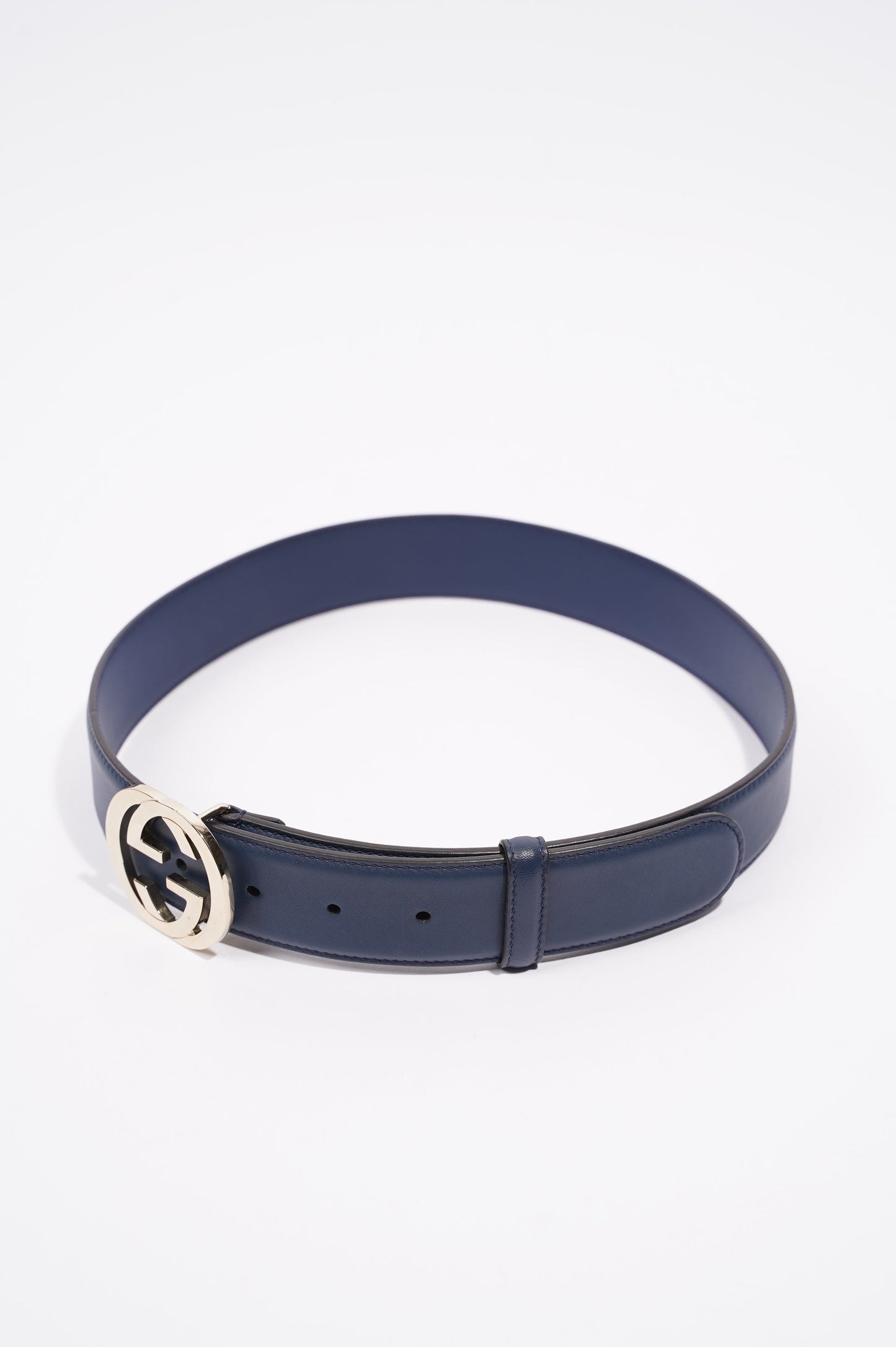 Gucci Womens Interlocking Belt Navy / Silver 75-30