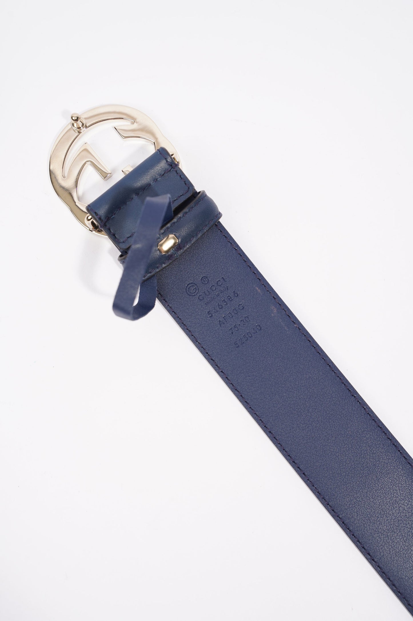 Gucci Womens Interlocking Belt Navy / Silver 75-30