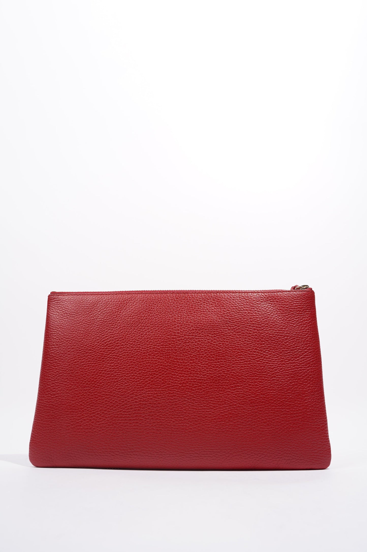 Gucci Womens Bamboo Pouch Red Leather Large