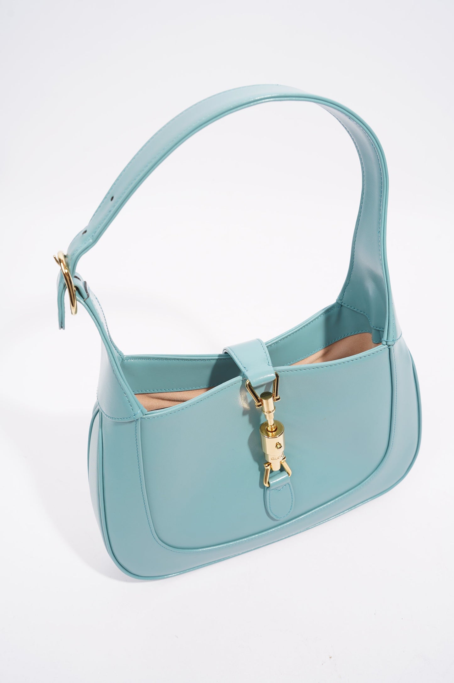 Gucci Womens Jackie 1961 Hobo Bag Blue Leather Small