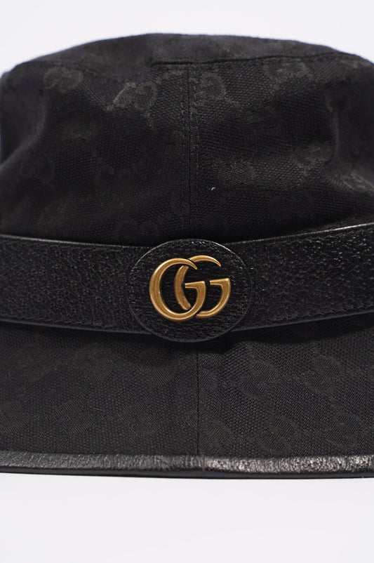 Gucci Womens GG Canvas Bucket Hat Black M