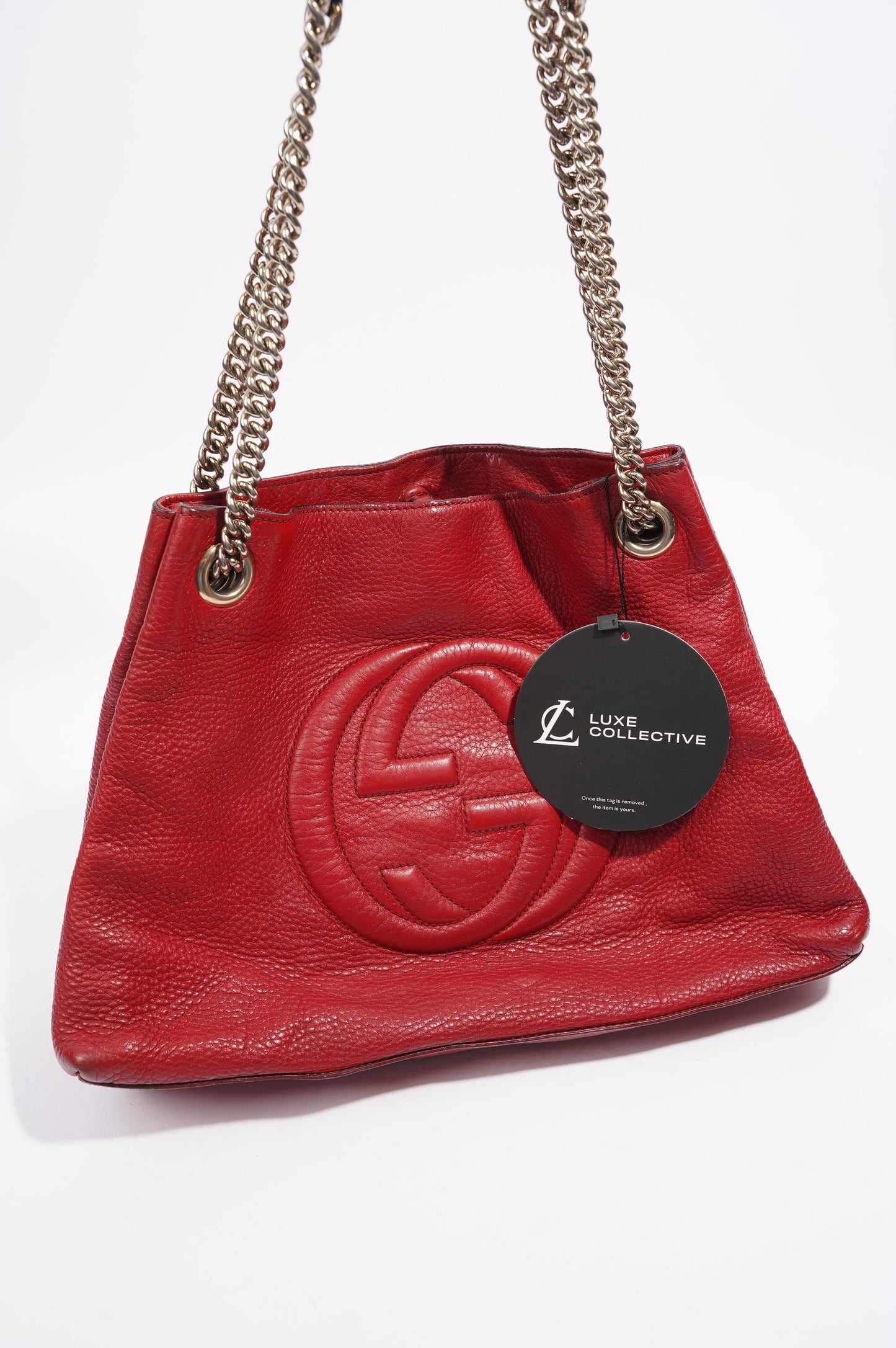 Gucci Womens Soho Tote Red Leather