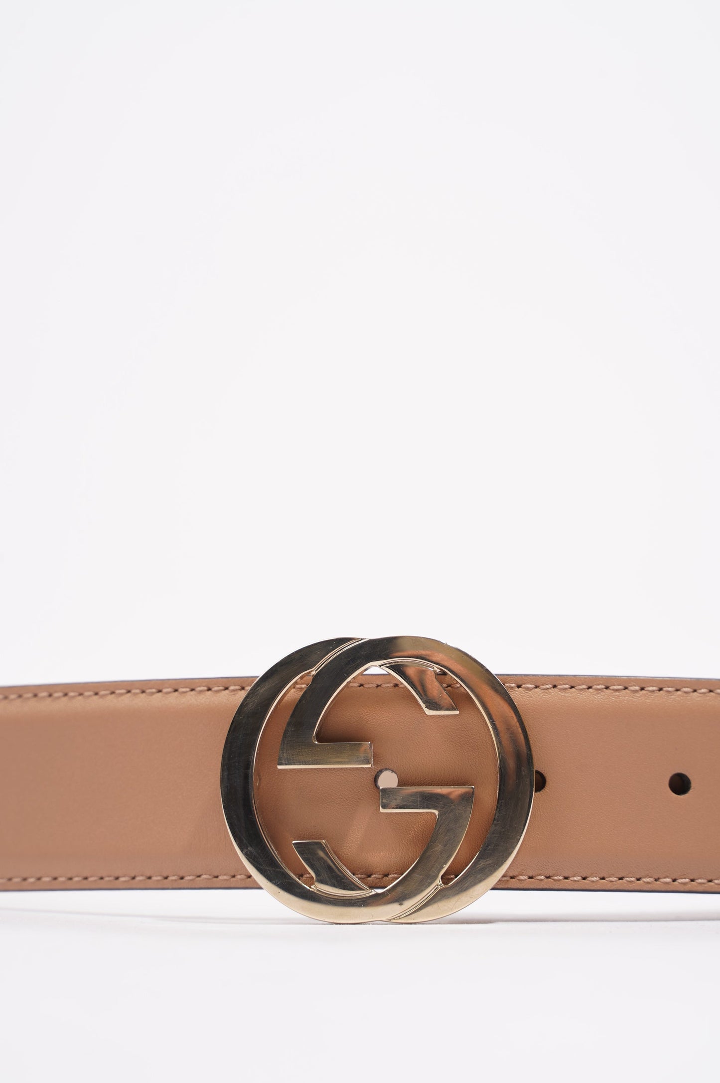 Gucci Womens Interlocking G Belt Nude Leather 90cm