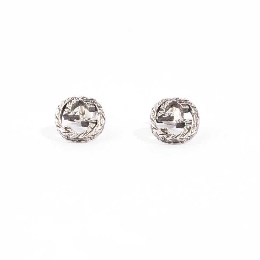 Gucci Womens Interlocking G Earrings Silver