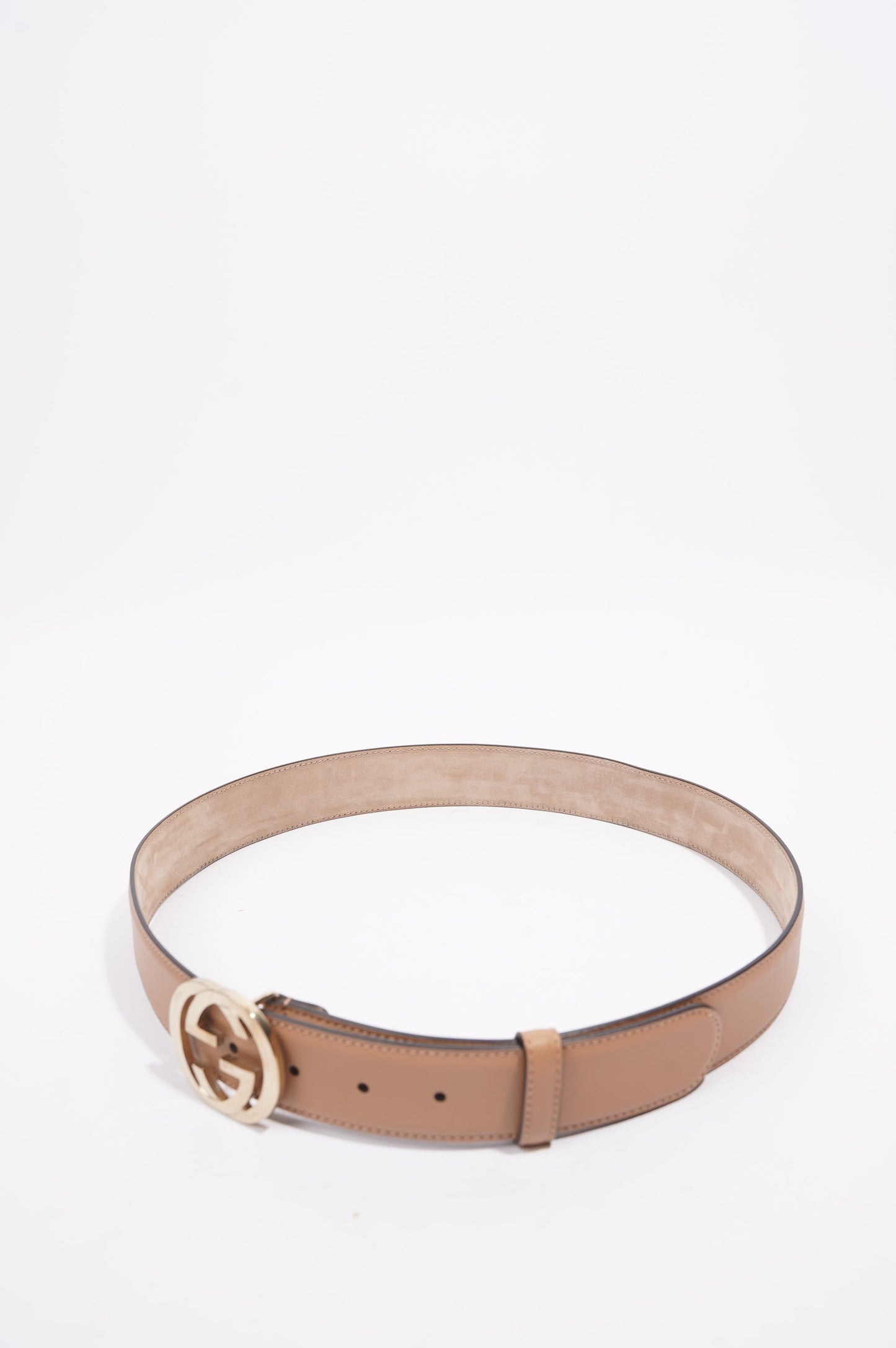 Gucci Womens Interlocking G Belt Nude Leather 90cm