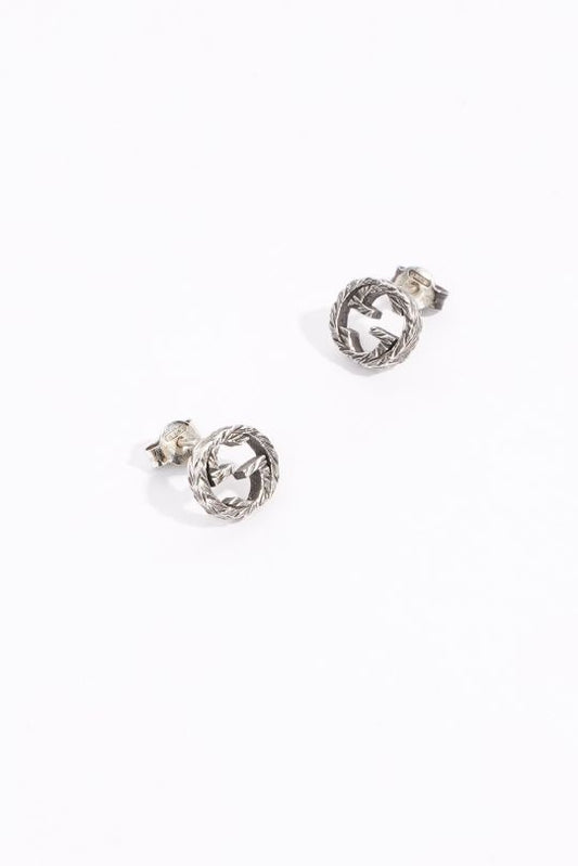 Gucci Womens Interlocking G Earrings Silver