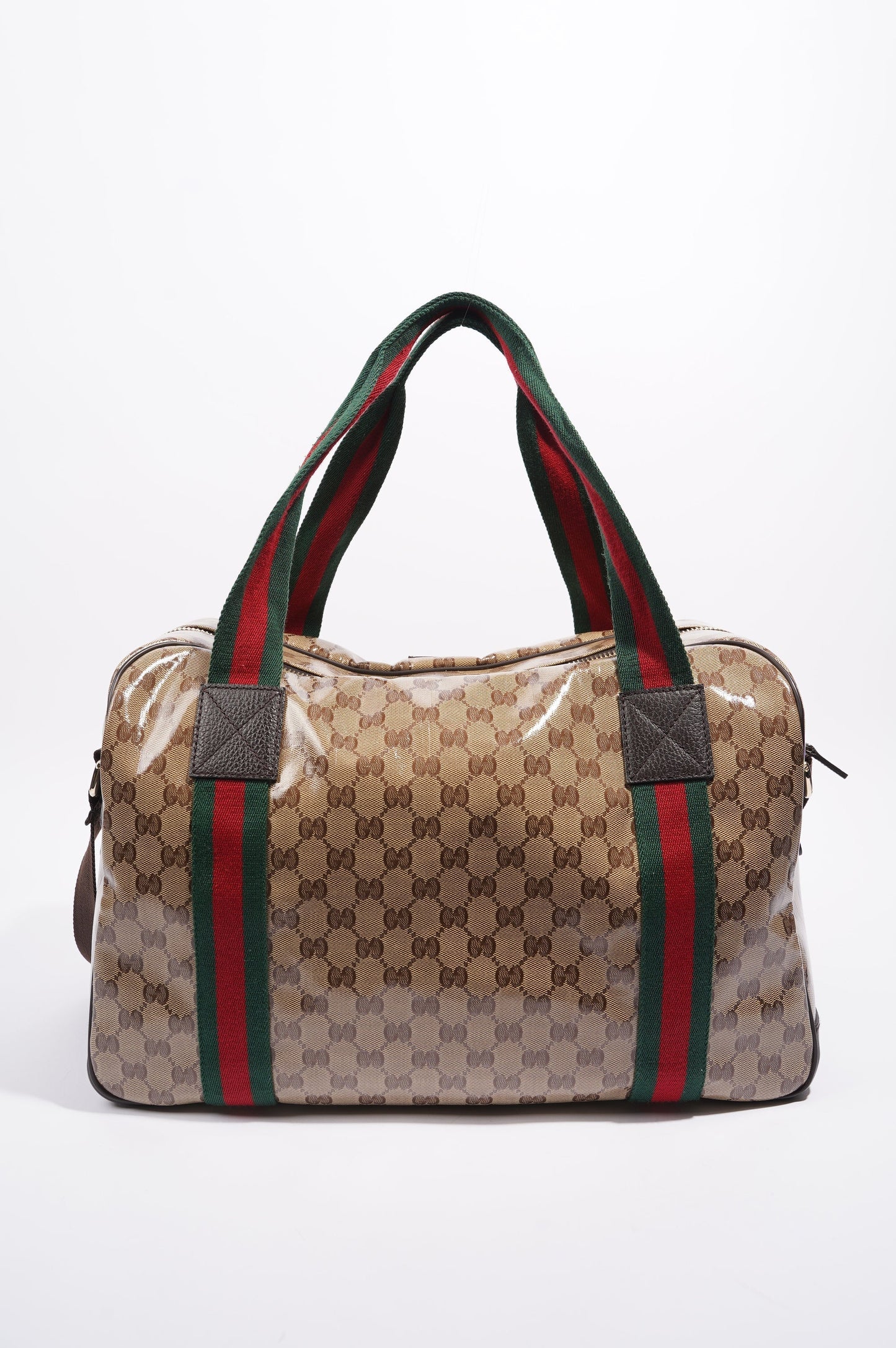 Gucci Womens 2 Way Crystal Boston Bag Supreme / Red / Green