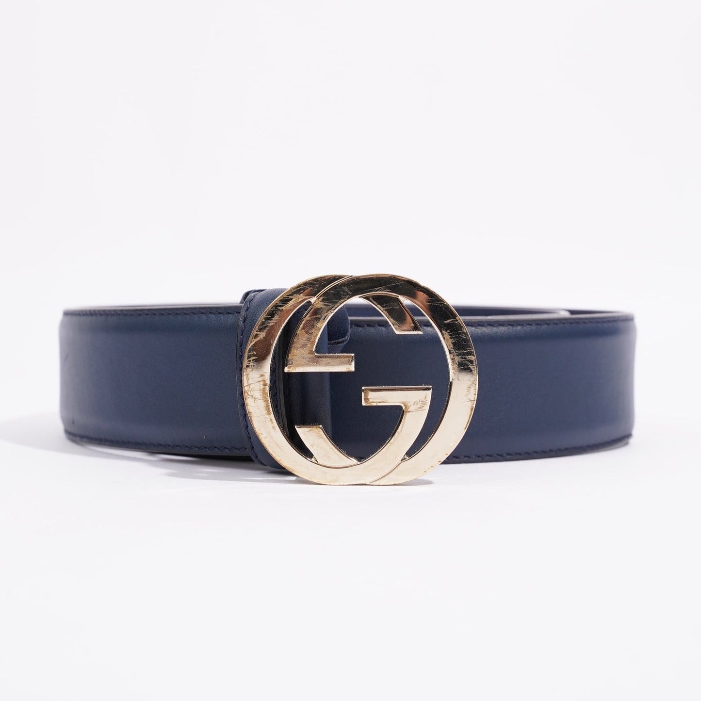 Gucci Womens Interlocking Belt Navy 90cm - 36"