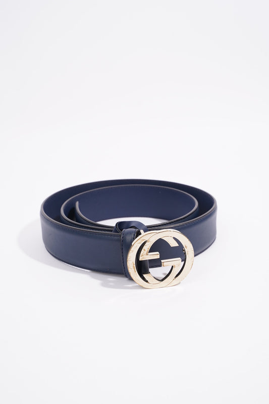 Gucci Womens Interlocking Belt Navy 90cm - 36"