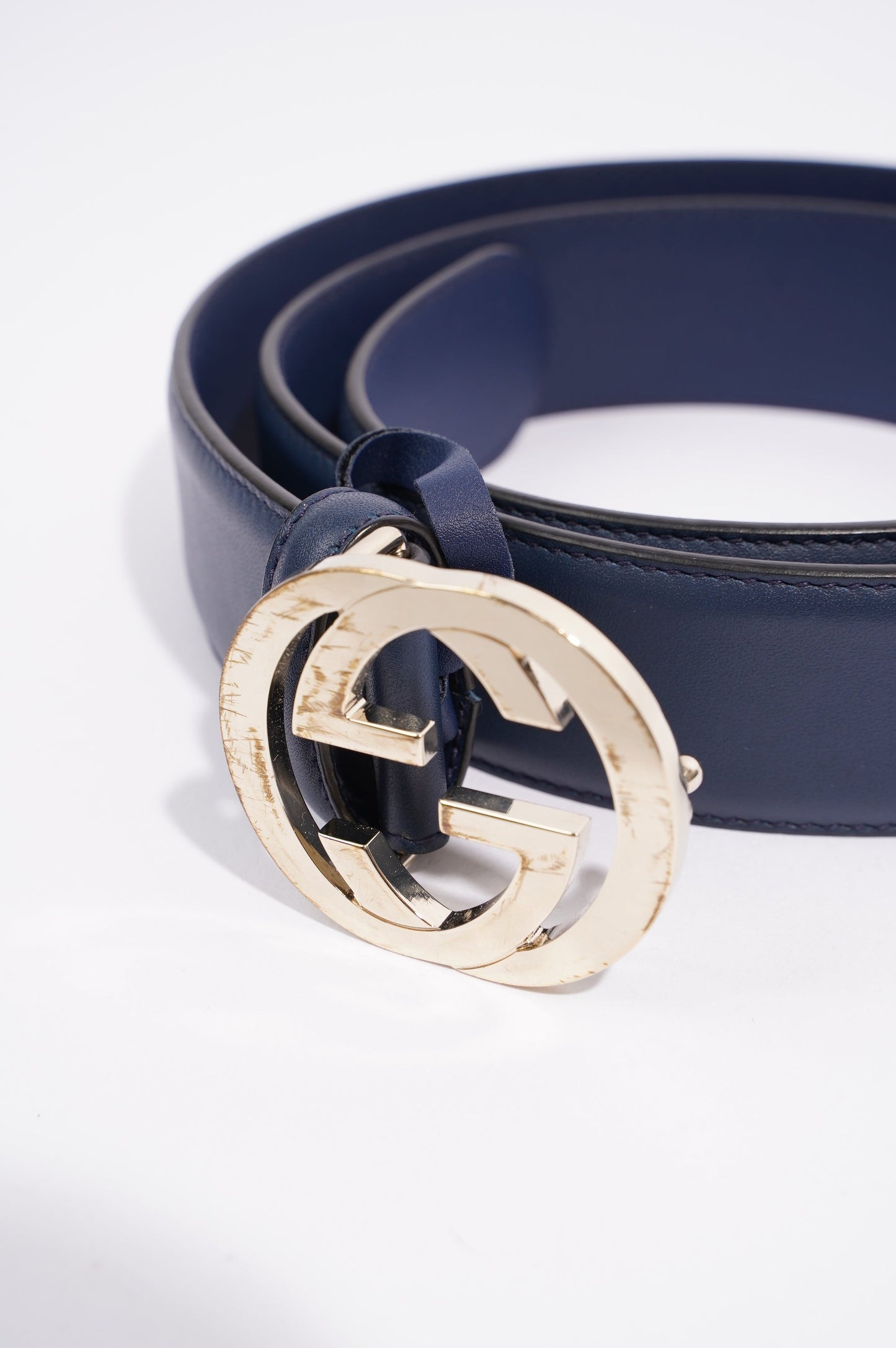 Gucci Womens Interlocking Belt Navy 90cm - 36"