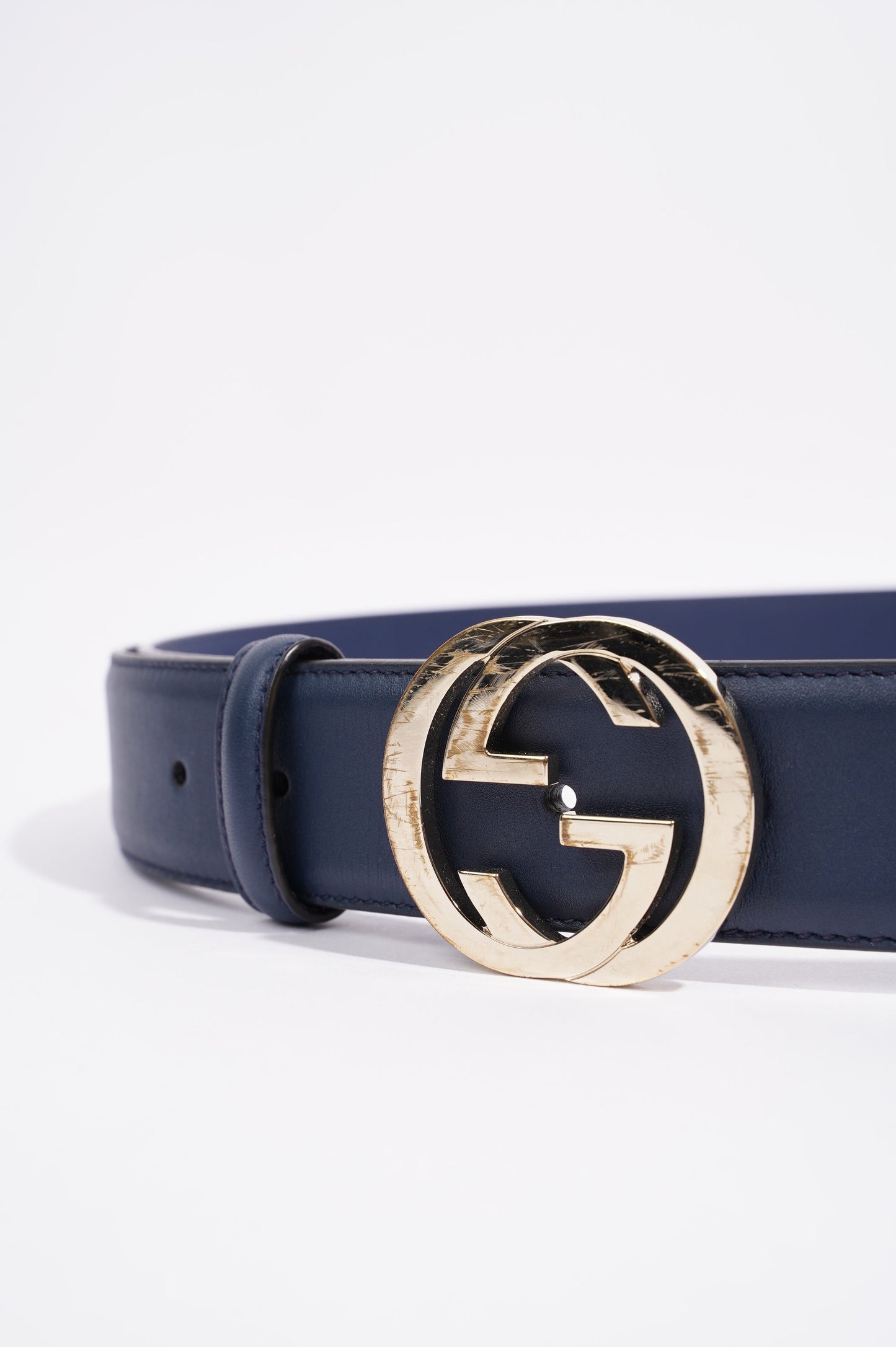 Gucci Womens Interlocking Belt Navy 90cm - 36"