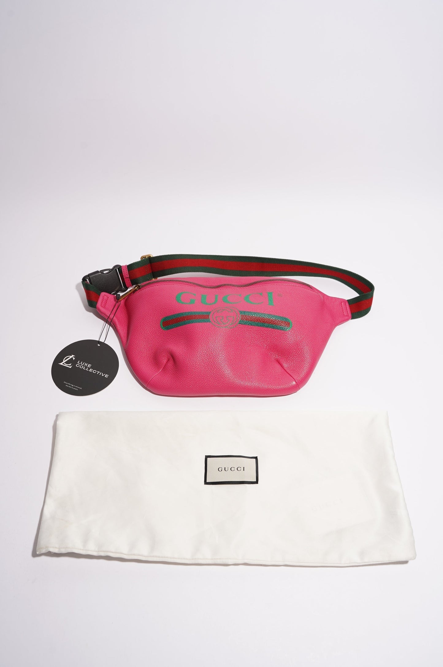 Gucci Womens Logo Belt Bag Pink Leather