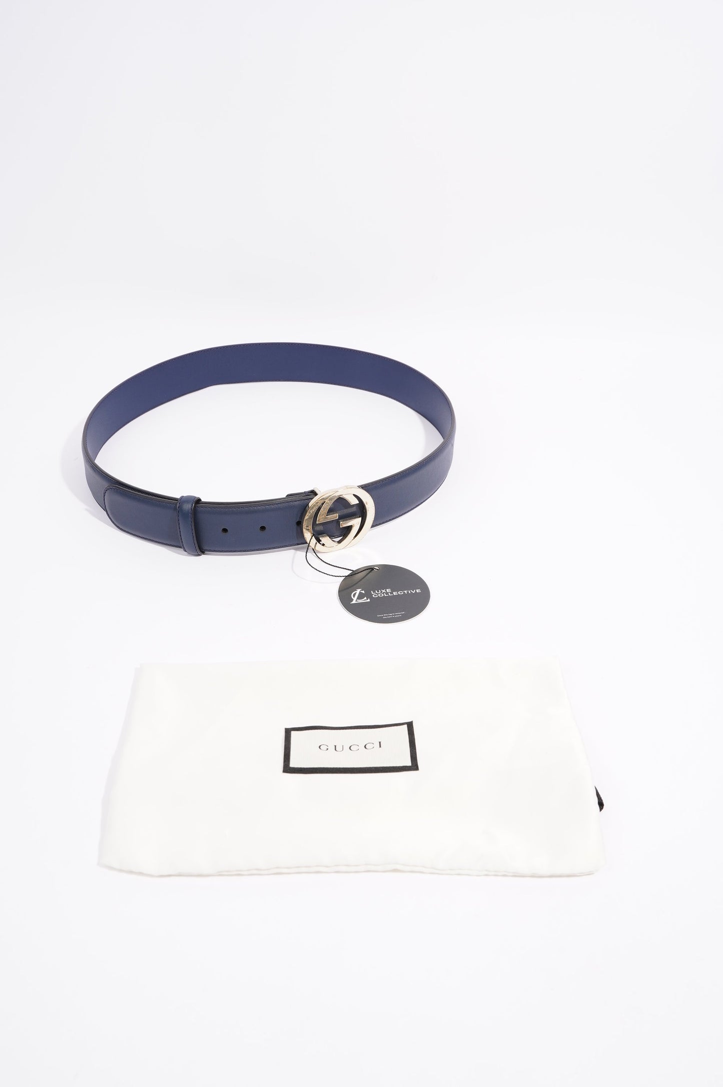 Gucci Womens Interlocking Belt Navy 90cm - 36"