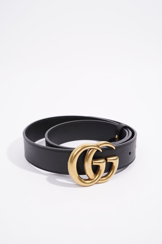 Gucci Womens Marmont Belt Black / Gold 80cm - 32"