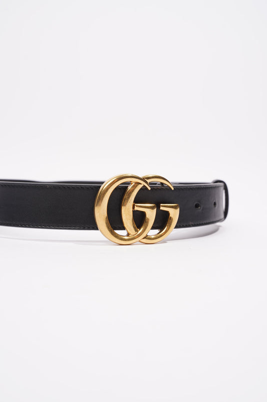 Gucci Womens Marmont GG Belt Black Leather 65cm