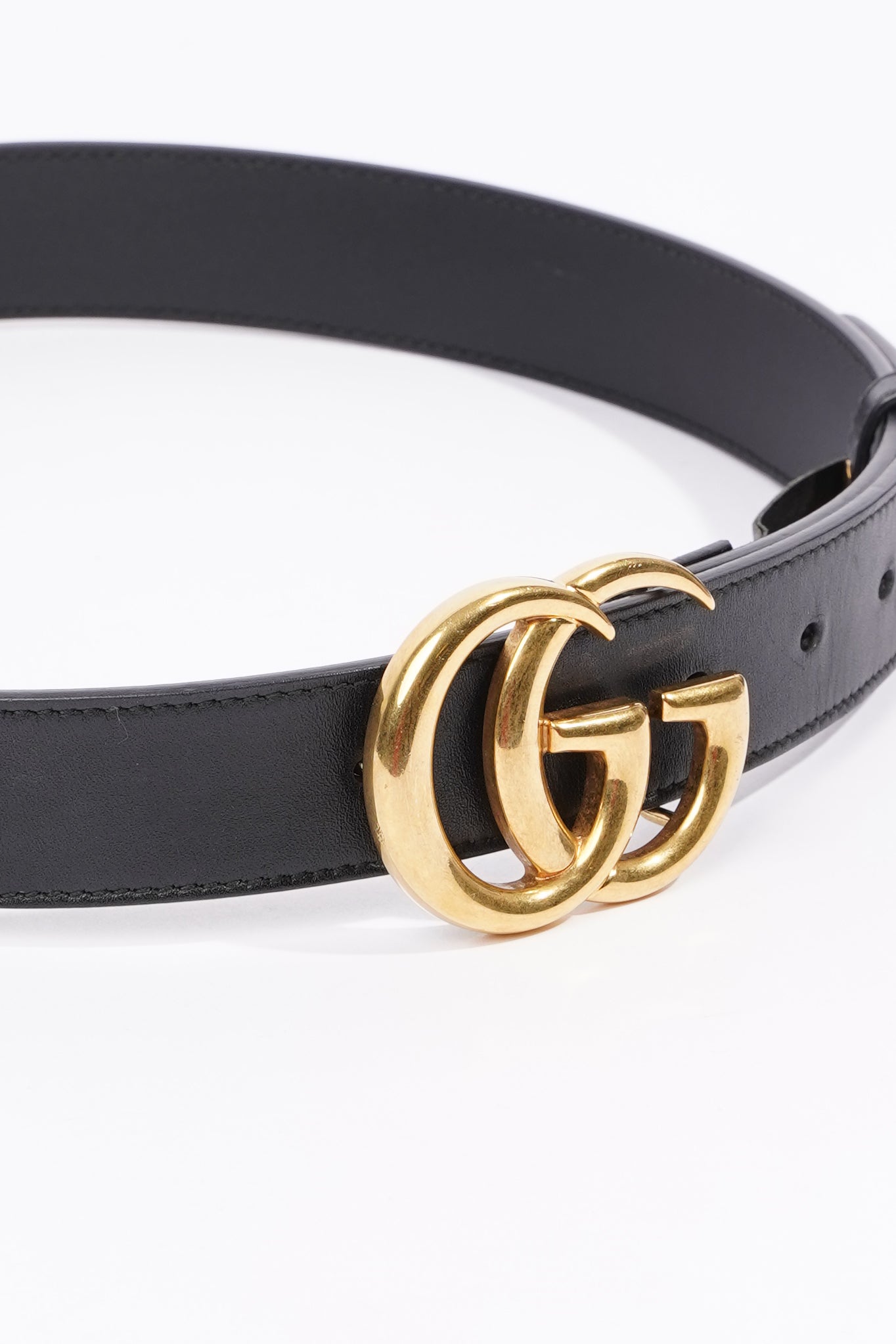 Gucci Womens Double G Marmont Belt Black Leather 75cm