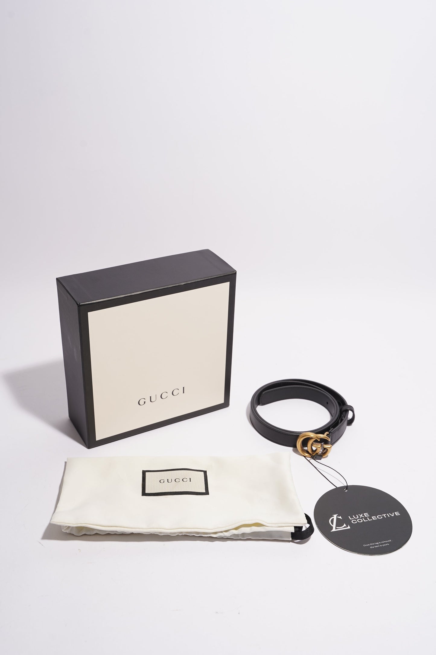 Gucci Womens Marmont Belt Black Leather 75cm - 30"