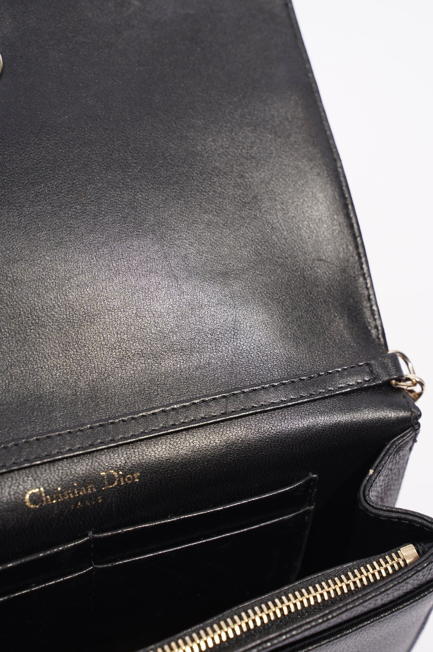 Christian Dior Diorama Wallet On Chain Black Leather