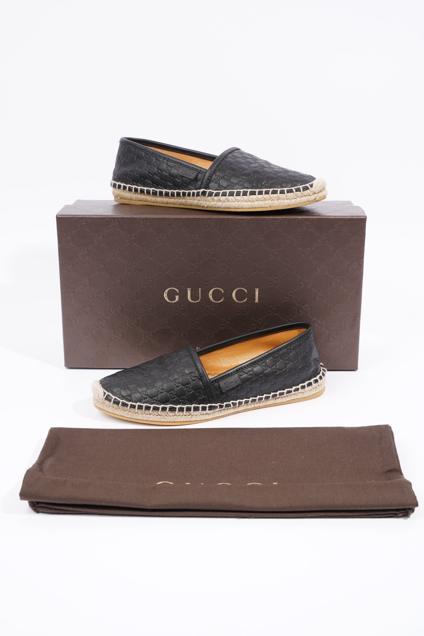 Gucci Womens Espadrilles Black Guccissima EU 34.5 / UK 1.5