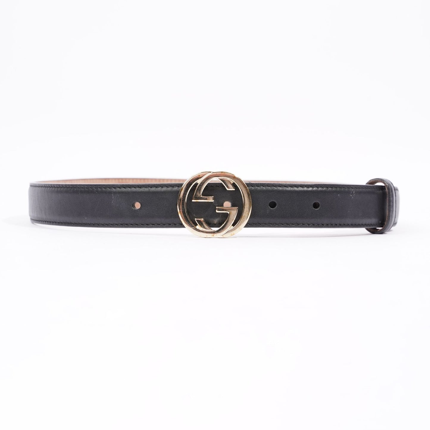 Gucci Womens Interlocking Belt Black Leather 75cm