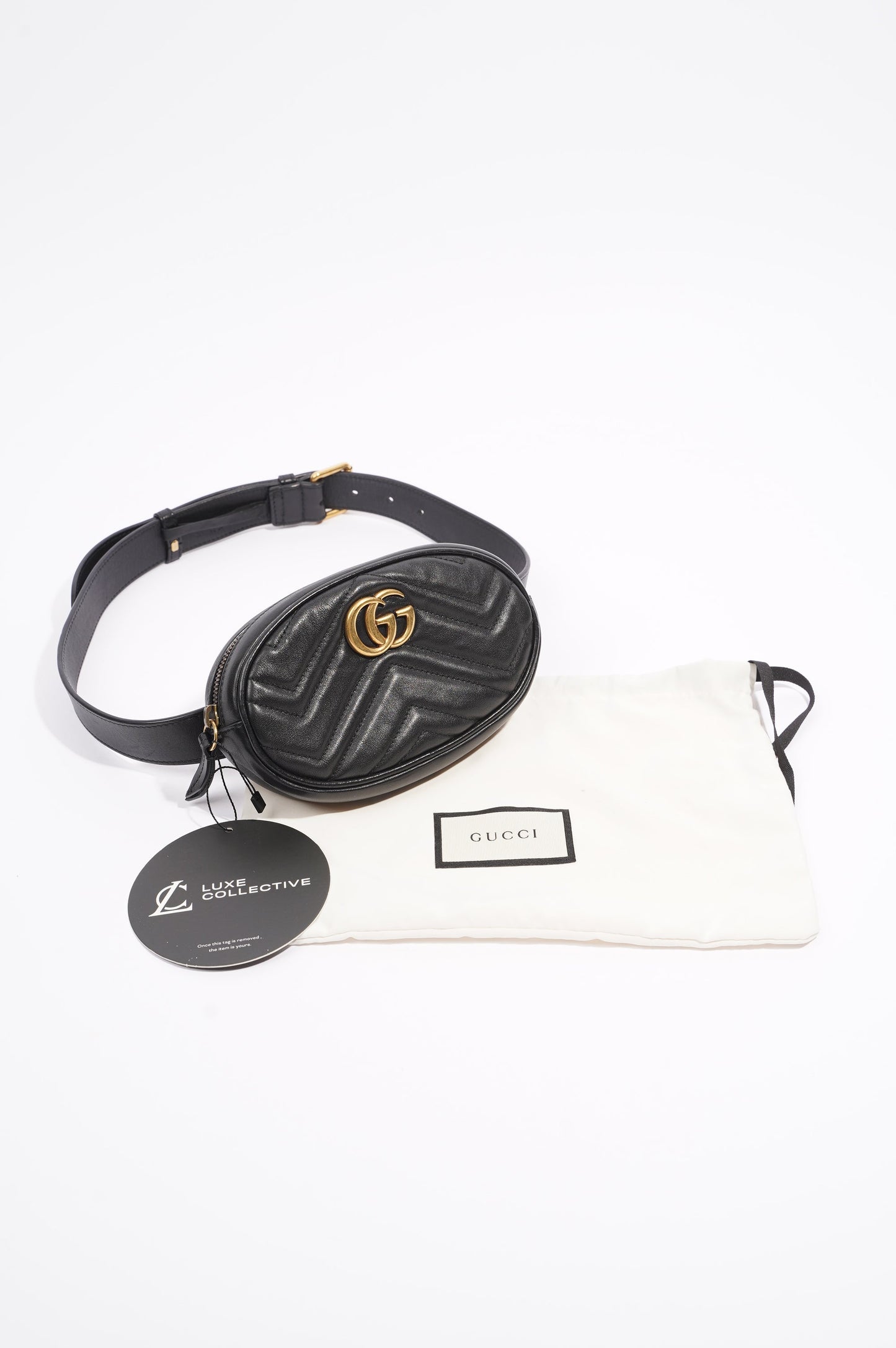 Gucci Womens Marmont Belt Bag Black / Gold 85cm / 34"