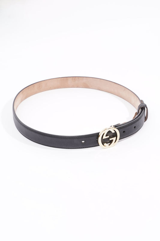 Gucci Womens Interlocking Belt Black Leather 75cm