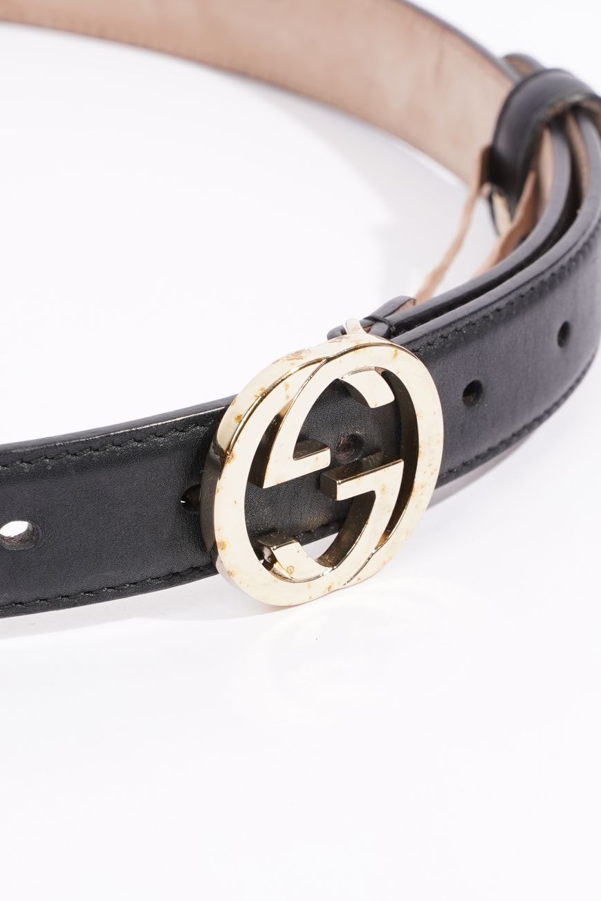 Gucci Womens Interlocking Belt Black Leather 75cm