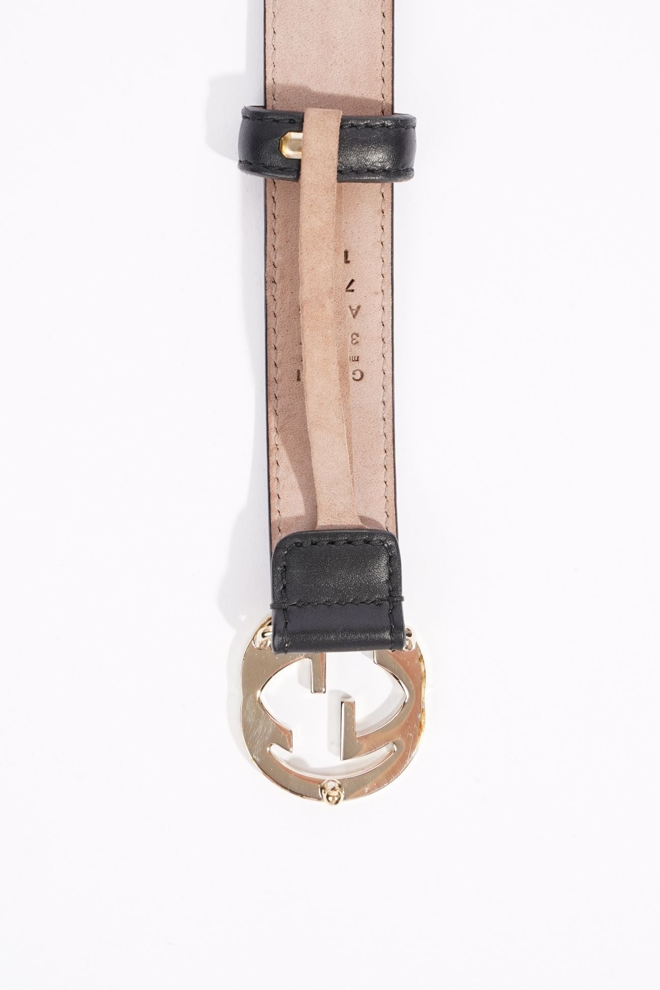 Gucci Womens Interlocking Belt Black Leather 75cm