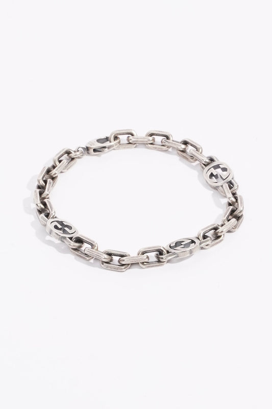 Gucci Womens Interlocking GG Bracelet Sterling Silver