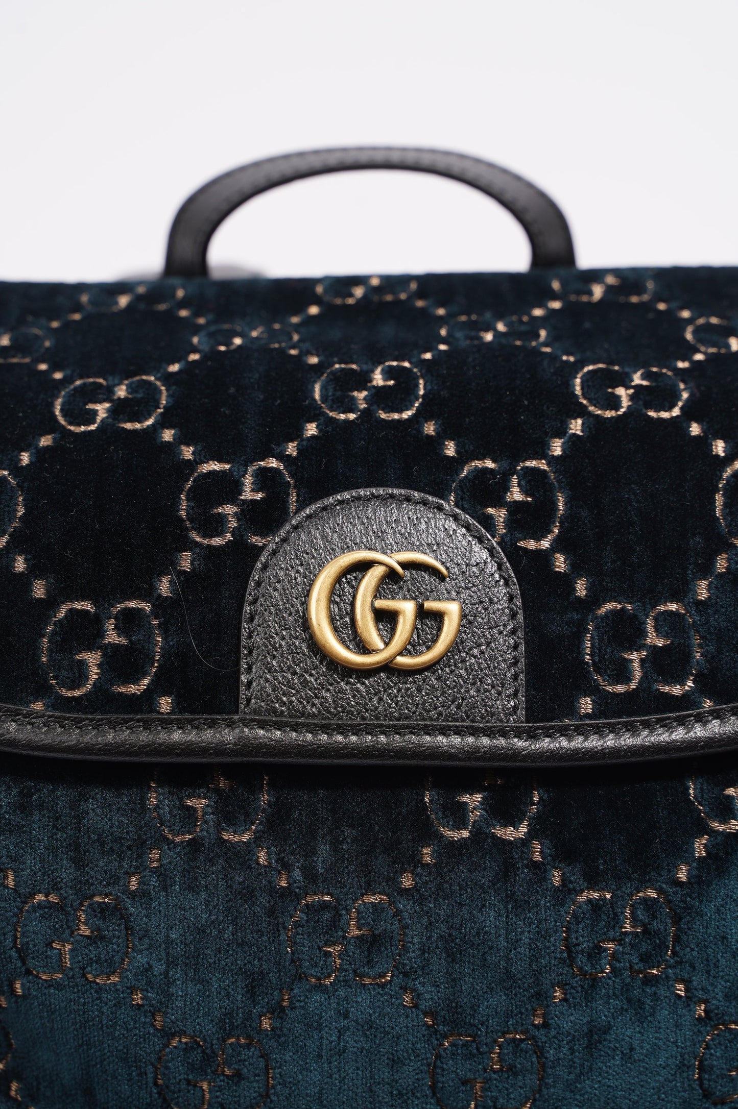 Gucci Womens Backpack GG Velvet Teal